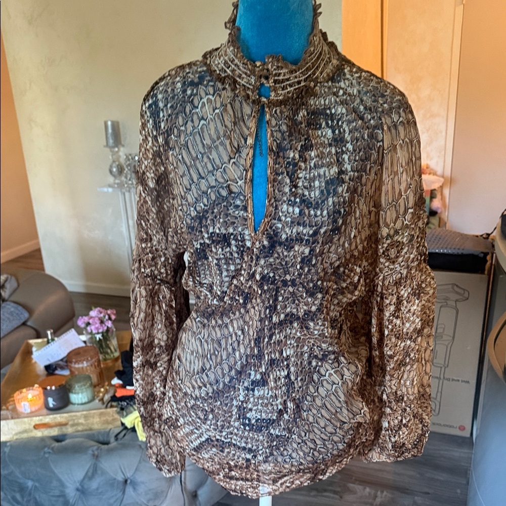 Single Brown Snake Print Blouse